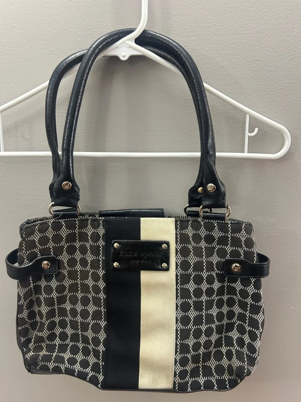 Kate Spade Geometric Black & White Stripe Classic Purse